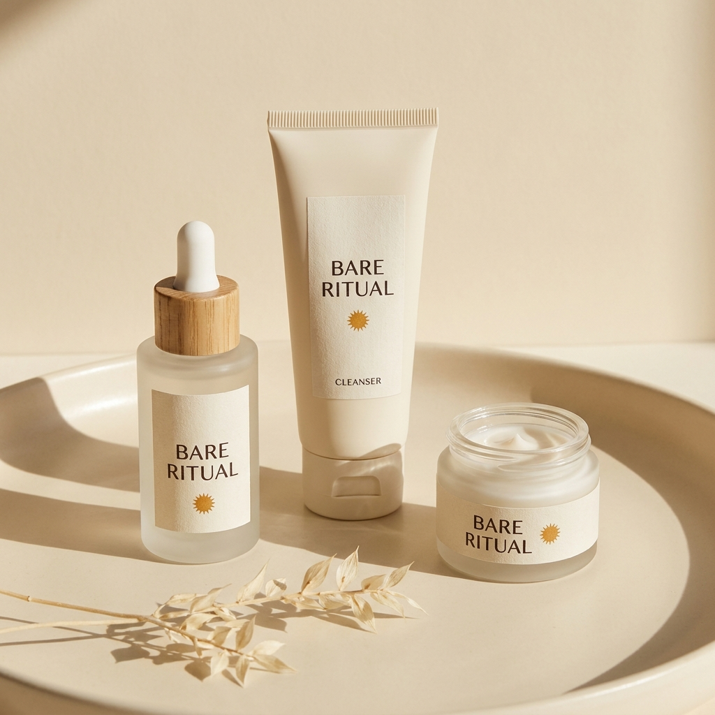 The Bare Ritual Glow Routine: cleanser, serum and moisturiser